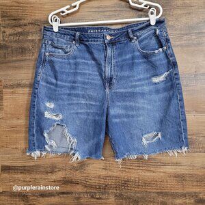 American Eagle Cut Off Shorts 18 Mom Hi Rise Floral Embroidered Country Girl